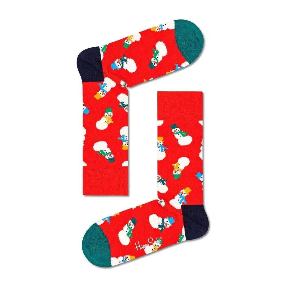 Unisex Happy Socks 2 Pack Snowman/Geometric Gift Set of Socks